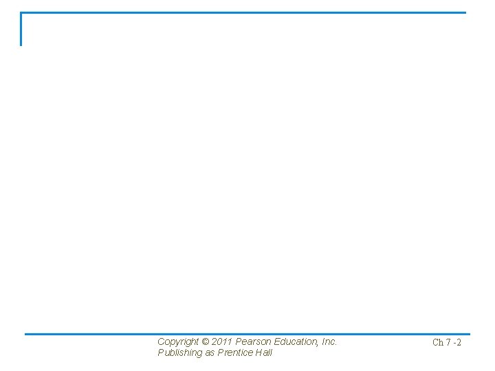 Copyright © 2011 Pearson Education, Inc. Publishing as Prentice Hall Ch 7 -2 