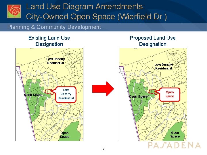 Land Use Diagram Amendments: City-Owned Open Space (Wierfield Dr. ) Planning & Community Development
