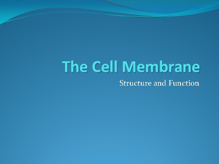 The Cell Membrane Structure and Function 