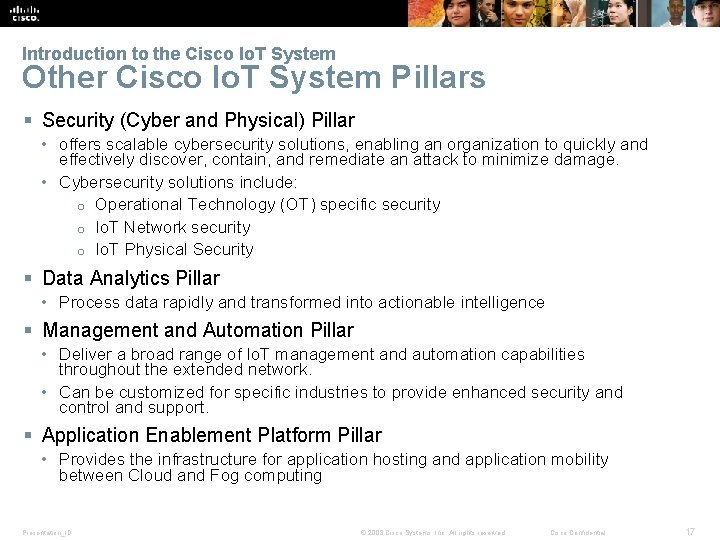 Introduction to the Cisco Io. T System Other Cisco Io. T System Pillars §