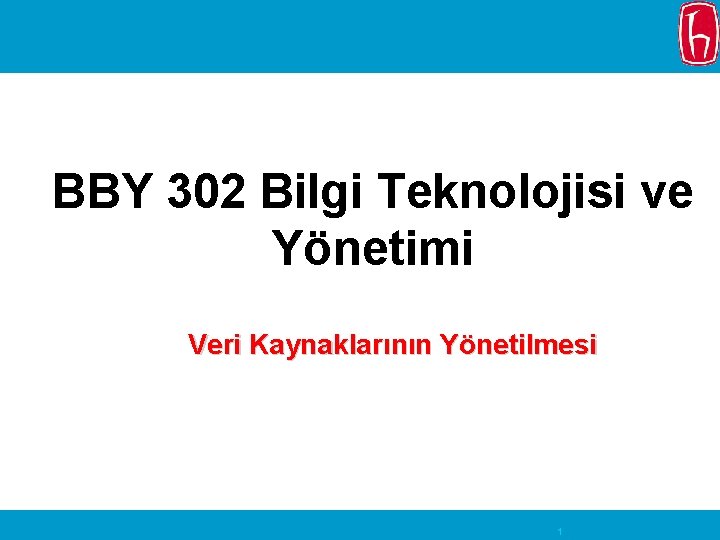 BBY 302 Bilgi Teknolojisi ve Yönetimi Veri Kaynaklarının Yönetilmesi 1 
