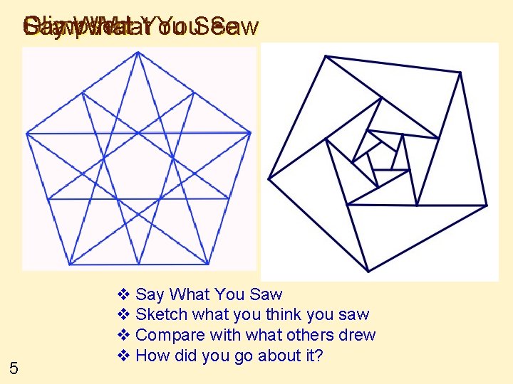 Glimpsed Say Draw. What. You. See Saw 5 v Say What You Saw v