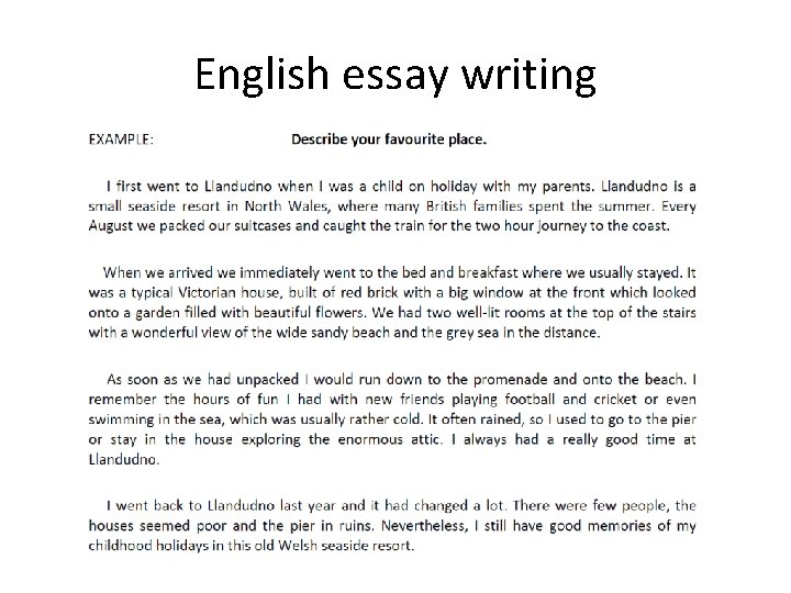 English essay writing 