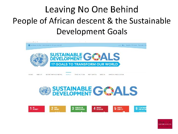 Leaving No One Behind People of African descent & the Sustainable Development Goals 