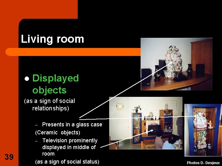 Living room l Displayed objects (as a sign of social relationships) Presents in a