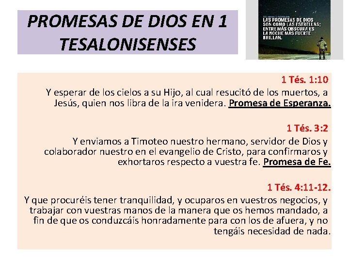 PROMESAS DE DIOS EN 1 TESALONISENSES 1 Tés. 1: 10 Y esperar de los