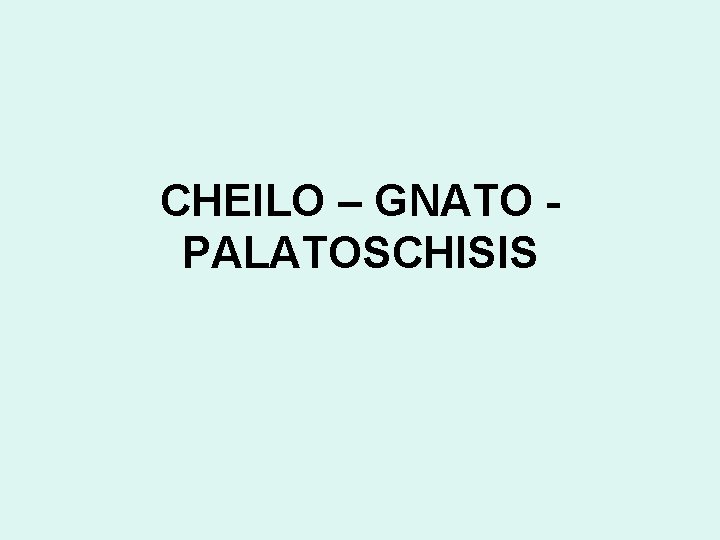 CHEILO – GNATO PALATOSCHISIS 