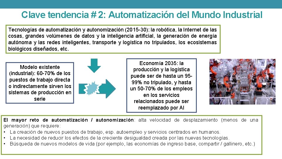 Clave tendencia # 2: Automatización del Mundo Industrial Tecnologías de automatización y autonomización (2015