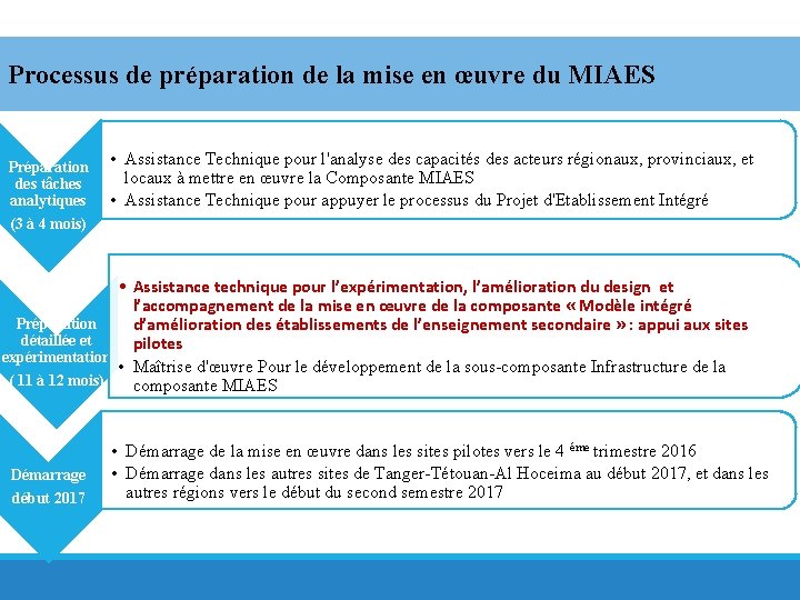 Processus de préparation de la mise en œuvre du MIAES Préparation des tâches analytiques