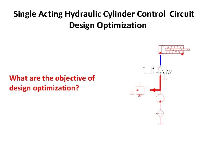 Single Acting Hydraulic Cylinder Control Circuit Design Optimization What are the objective of design