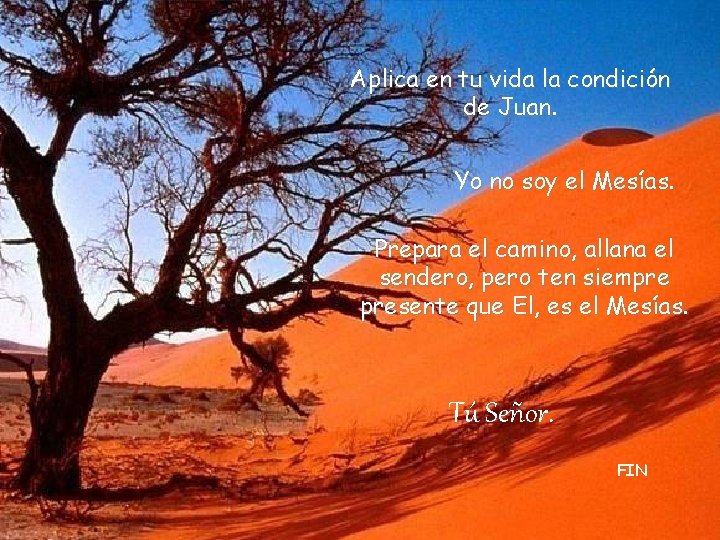 Aplica en tu vida la condición de Juan. Yo no soy el Mesías. Prepara