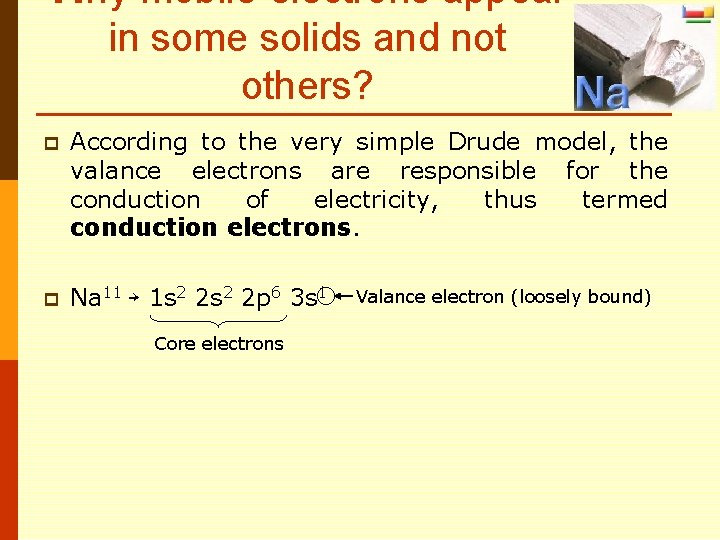 Why mobile electrons appear in some solids and not others? p According to the