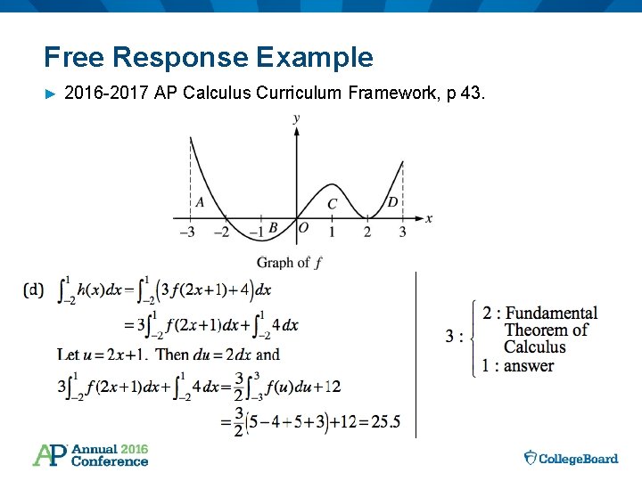 Free Response Example ► 2016 -2017 AP Calculus Curriculum Framework, p 43. 