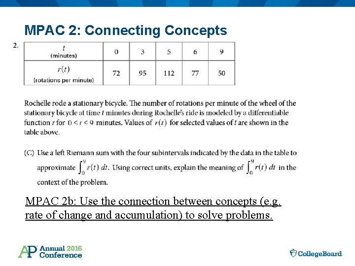 MPAC 2: Connecting Concepts MPAC 2 b: Use the connection between concepts (e. g.