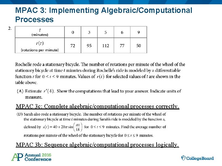 MPAC 3: Implementing Algebraic/Computational Processes MPAC 3 c: Complete algebraic/computational processes correctly. MPAC 3
