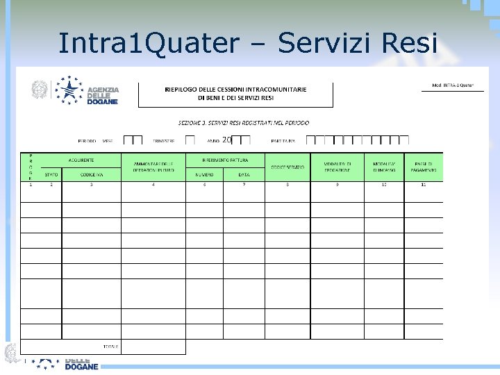 Intra 1 Quater – Servizi Resi 15 