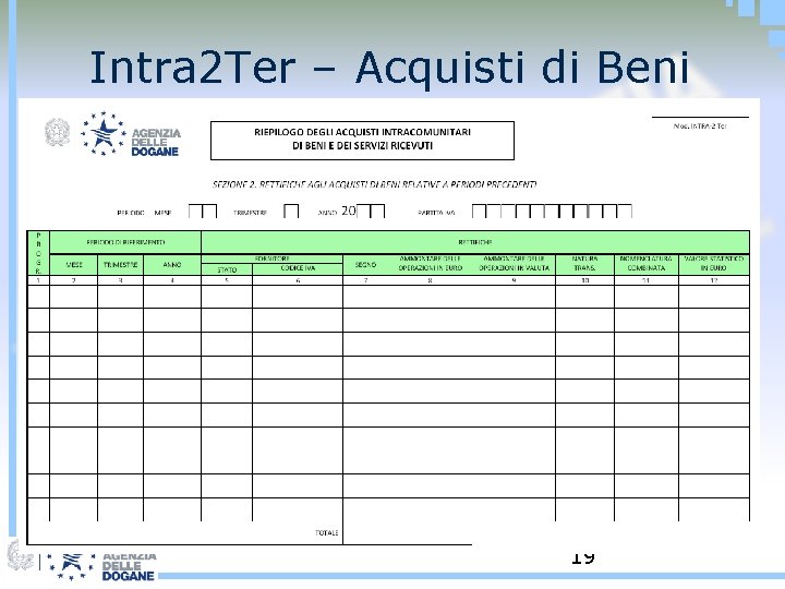 Intra 2 Ter – Acquisti di Beni 19 