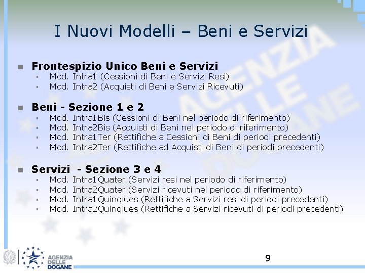 I Nuovi Modelli – Beni e Servizi n Frontespizio Unico Beni e Servizi § I Nuovi Modelli – Beni e Servizi n Frontespizio Unico Beni e Servizi §