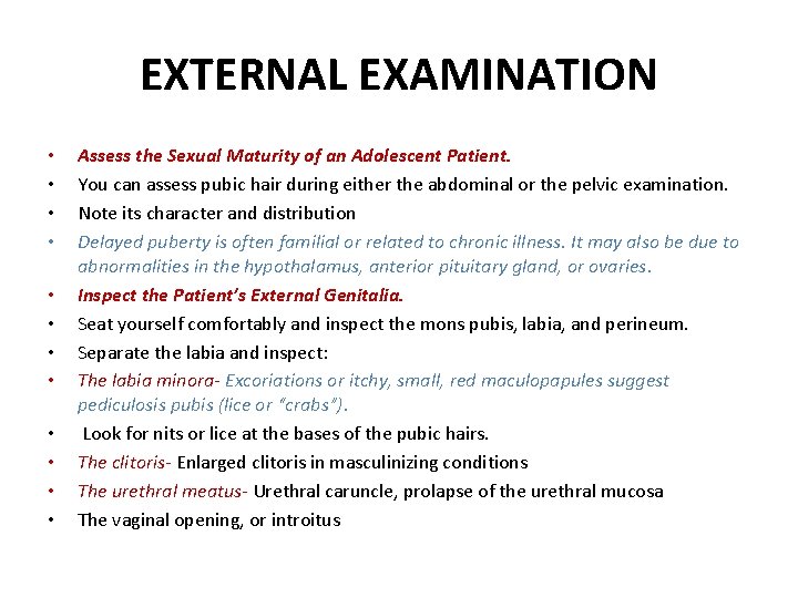 SIGNS OF GENITOURINARY SYSTEM DXS D Physical Examination