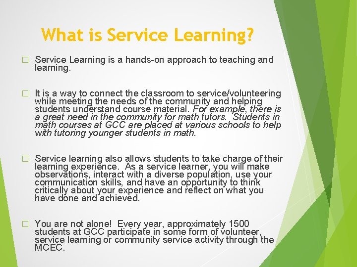 Service Learning Orientation Multicultural Community Engagement Center ...