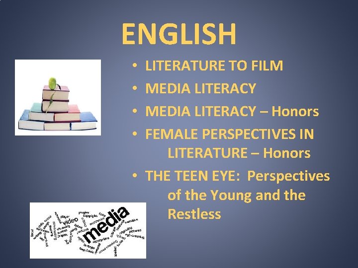 ENGLISH LITERATURE TO FILM MEDIA LITERACY – Honors FEMALE PERSPECTIVES IN LITERATURE – Honors