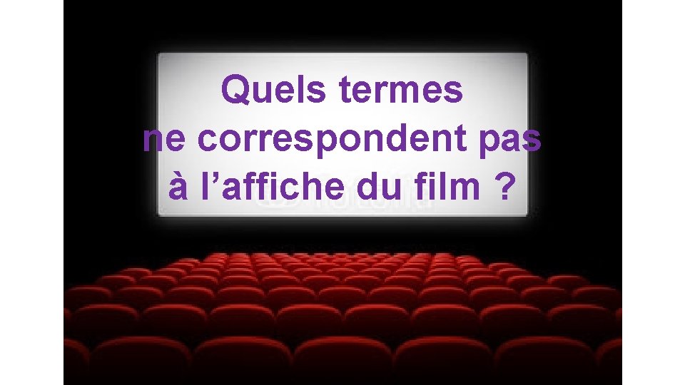 Quels termes ne correspondent pas à l’affiche du film ? 