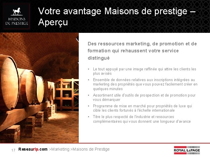 Votre avantage Maisons de prestige – Aperçu Des ressources marketing, de promotion et de