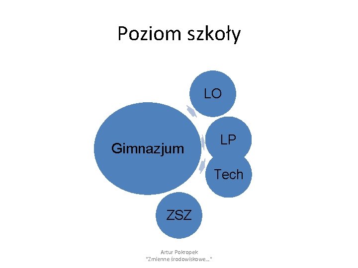 Poziom szkoły LO Gimnazjum LP Tech ZSZ Artur Pokropek "Zmienne środowiskowe…" 