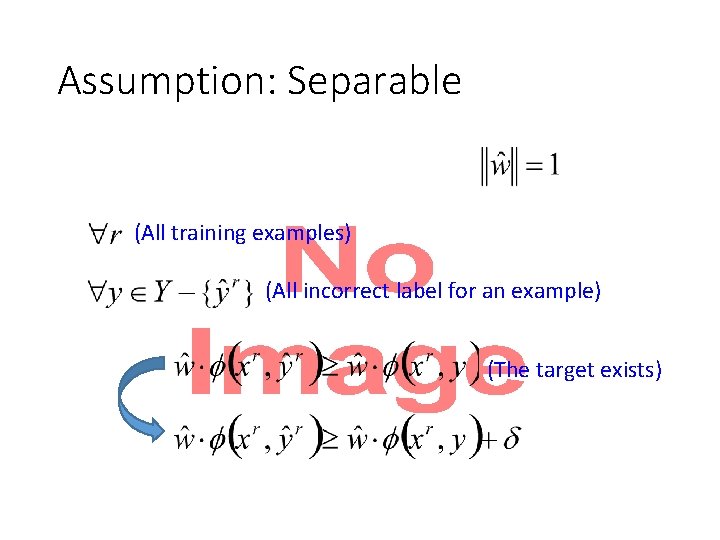 Assumption: Separable • (All training examples) (All incorrect label for an example) (The target