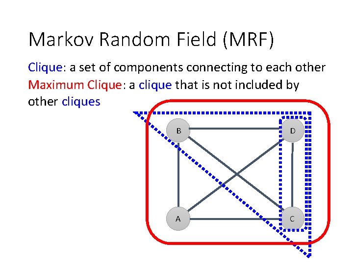 Markov Random Field (MRF) Clique: a set of components connecting to each other Maximum