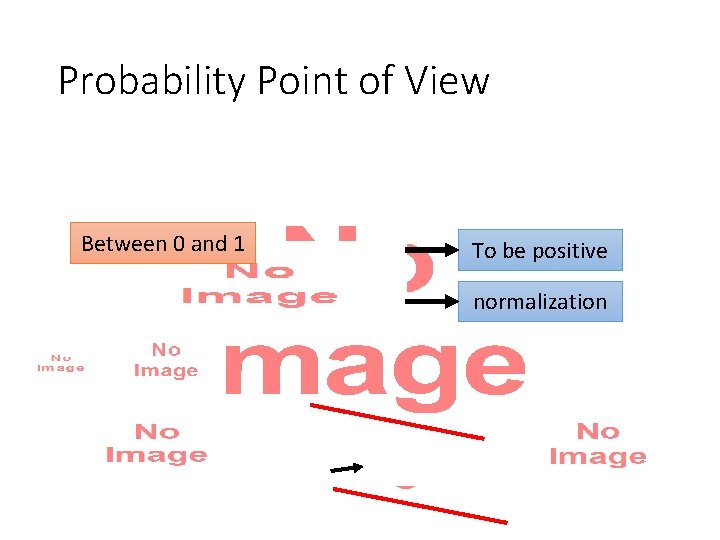 Probability Point of View • Between 0 and 1 To be positive normalization 