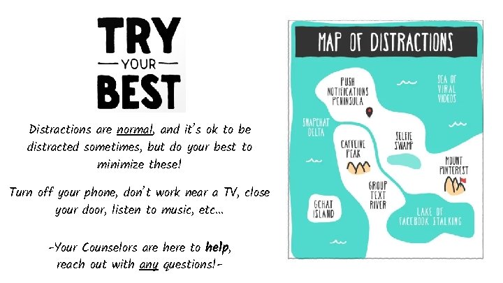 Distractions are normal, and it’s ok to be distracted sometimes, but do your best Distractions are normal, and it’s ok to be distracted sometimes, but do your best