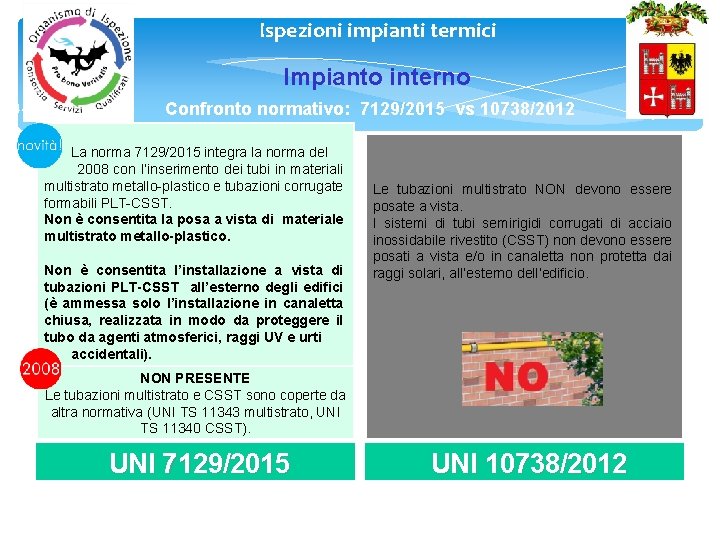 Ispezioni impianti termici Impianto interno 14 14 Confronto normativo: 7129/2015 vs 10738/2012 La norma