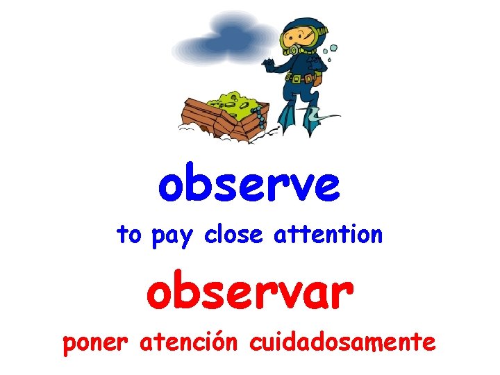 observe to pay close attention observar poner atención cuidadosamente 