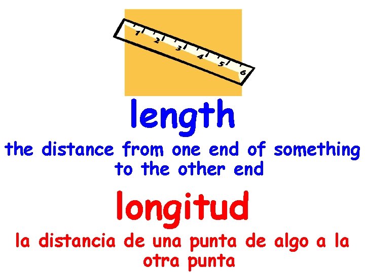 length the distance from one end of something to the other end longitud la