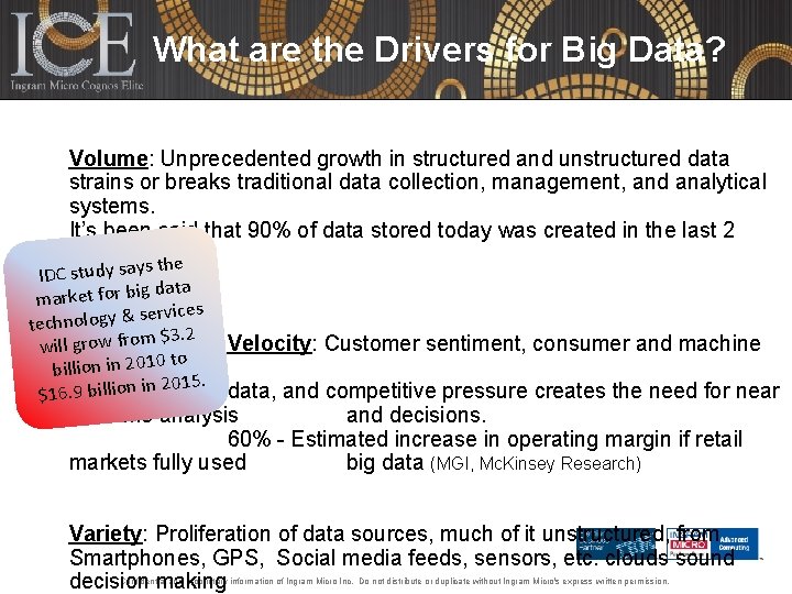 What are the Drivers for Big Data? Volume: Unprecedented growth in structured and unstructured