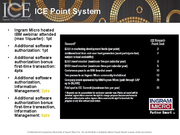 ICE Point System • Ingram Micro hosted IBM webinar attended (max 1/quarter): 1 pt