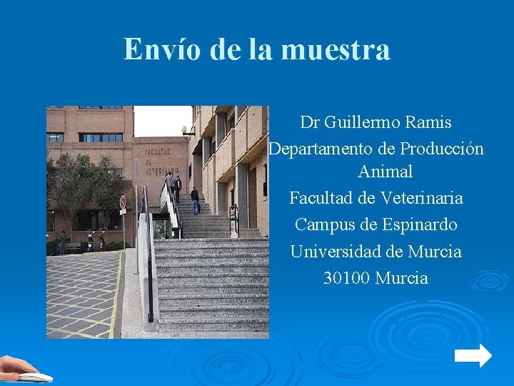 Envío de la muestra Dr Guillermo Ramis Departamento de Producción Animal Facultad de Veterinaria