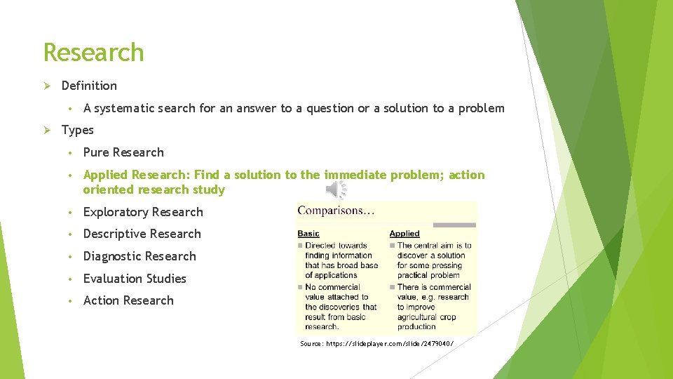 Research Ø Definition • Ø A systematic search for an answer to a question