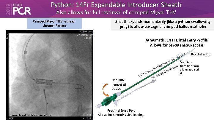 Python: 14 Fr Expandable Introducer Sheath Also allows for full retrieval of crimped Myval