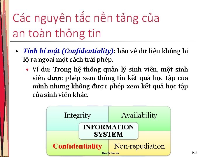 Các nguyên tắc nền tảng của an toàn thông tin • Tính bí mật