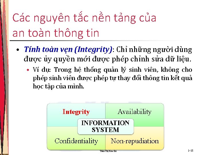 Các nguyên tắc nền tảng của an toàn thông tin • Tính toàn vẹn