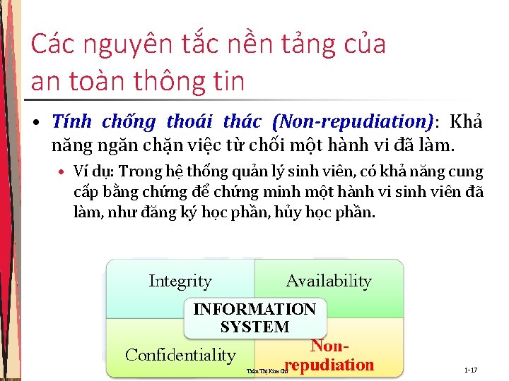 Các nguyên tắc nền tảng của an toàn thông tin • Tính chống thoái