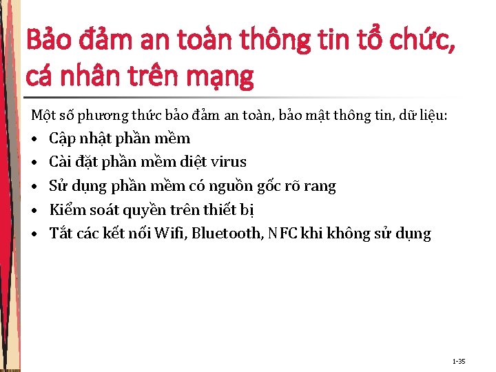 Bảo đảm an toàn thông tin tổ chức, cá nhân trên mạng Một số