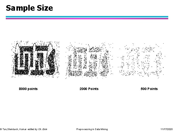 Sample Size 8000 points © Tan, Steinbach, Kumar edited by Ch. Eick 2000 Points