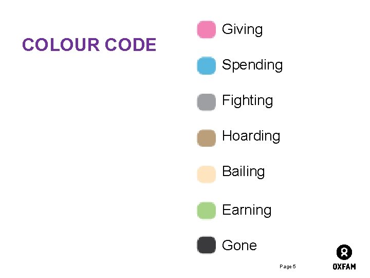 COLOUR CODE Giving Spending Fighting Hoarding Bailing Earning Gone Page 5 