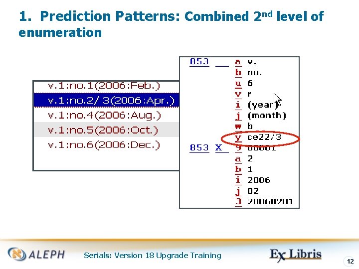 1. Prediction Patterns: Combined 2 nd level of enumeration Serials: Version 18 Upgrade Training