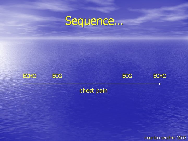 Sequence… ECHO ECG ECHO chest pain maurizio cecchini 2005 