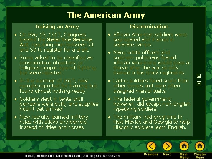 The American Army Raising an Army • On May 18, 1917, Congress passed the