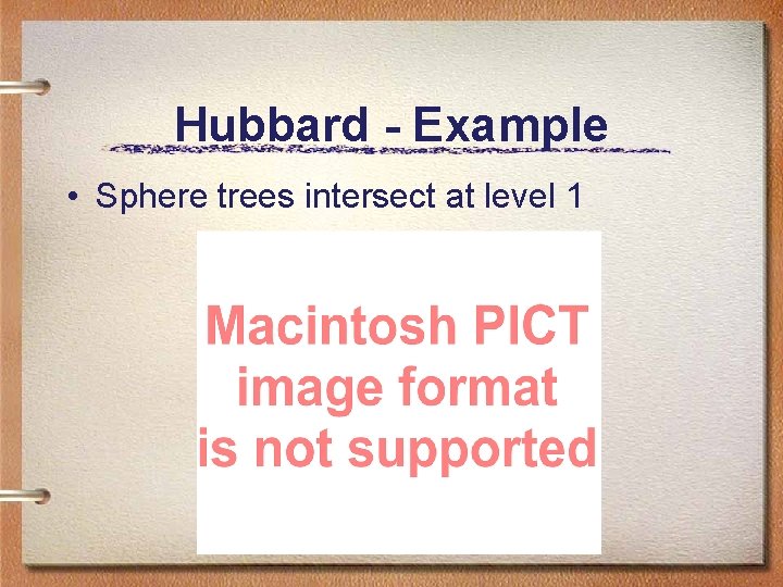 Hubbard - Example • Sphere trees intersect at level 1 Hubbard - Example • Sphere trees intersect at level 1